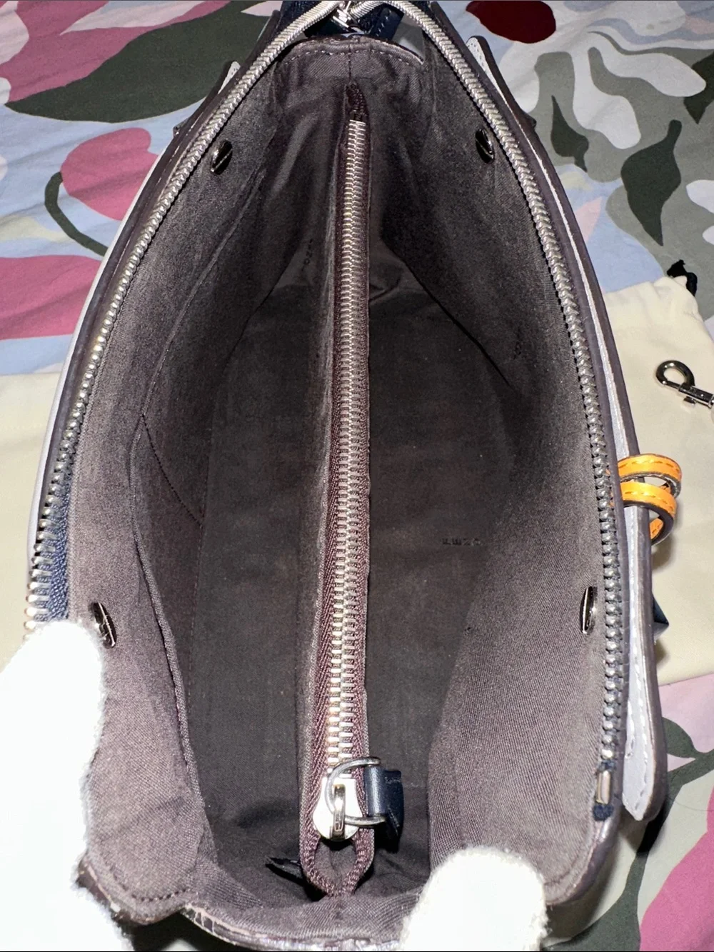 Fendi Blue Leather Satchel with Tan Accent